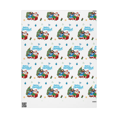 Santa & Rabbi Chrismukkah Wrapping Paper - White - Yamaclaus - Home Decor