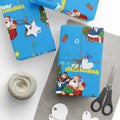 Santa & Rabbi Couch Chrismukkah Wrapping Paper - Blue