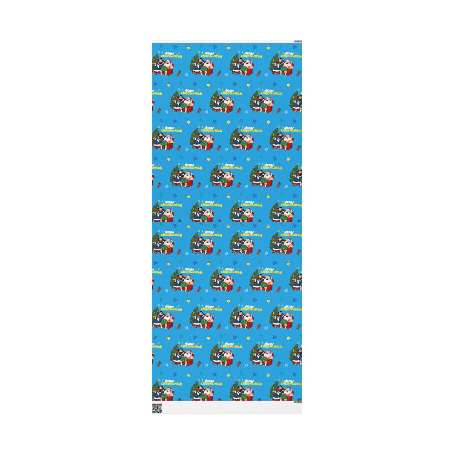Santa & Rabbi Couch Chrismukkah Wrapping Paper - Blue - Yamaclaus - Home Decor