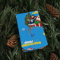 Santa & Rabbi Couch Chrismukkah Wrapping Paper - Blue